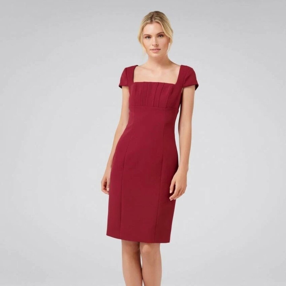EVER NEW SIZE 4 BERRY SQUARE NECK, CAP SLEEVE COCKTAIL DRESS